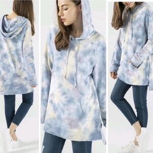 Young Fabulous & Broke Warren Tie Dye Hoodie In Blue Star Gazer Wash Sz S NWT